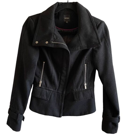 Express ~ Moto inspired Black Jacket ~ fully lined ~ size XS - Picture 1 of 11